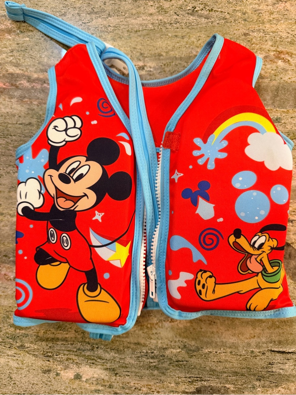 Mickey Mouse Kids Swim Vest with Pluto - Red & Light Blue